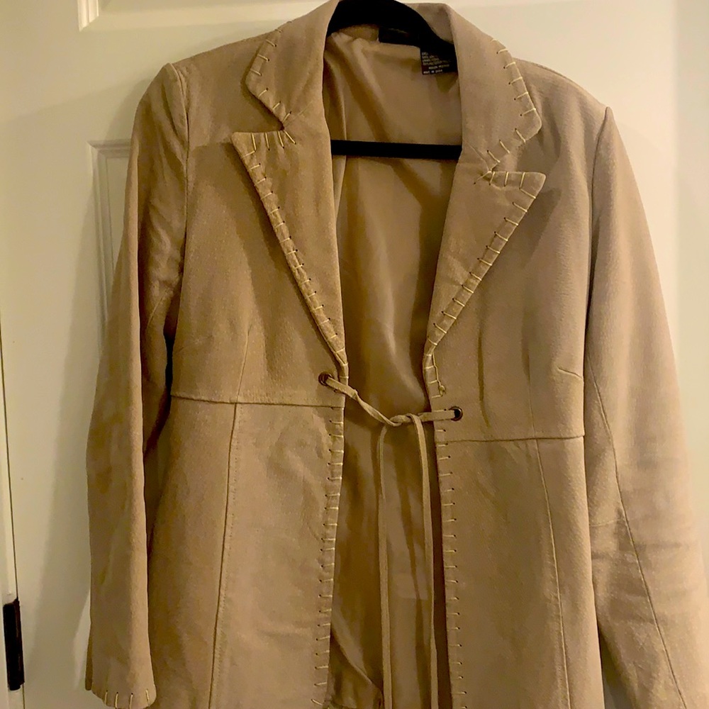 Suede Jacket with stitching and silk liner